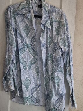 Ferrari Paisley Print Lightweight Shirt Jacket in Blue & Green